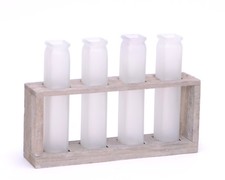 Holzständer mit 4 Vasen