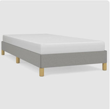 Bettgestell 90x190 cm Hellgrau Stoff mit Sperrholz-Latten, niedrig, stabil