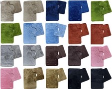 Badteppich für Dusche WC Teppich Badematten Set 2 teilig waschbar rutschfest