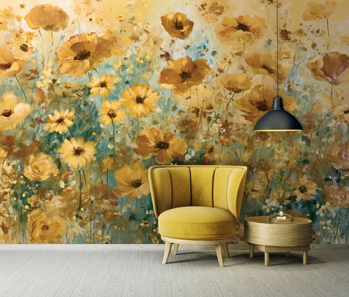 Fototapete blumen gelb natur - gelb,