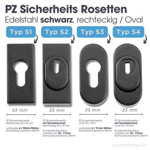 PZ-Edelstahlrosetten schwarz