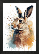 Aquarell Hase Portrait gerahmt