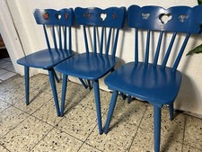 3 X Stühle Shabby Holzstuhl Küchenstuhl Stuhl blau 60er Vintage Shabby Chic Süß