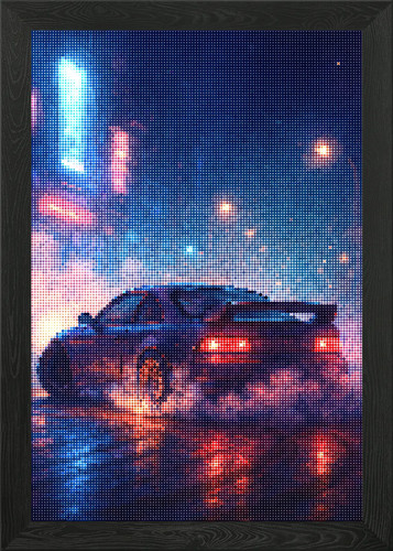 Night drift auto pixel kunst - drift,