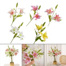 Fröhliche gelbe doppelköpfige Lilie Kunstblume für Hochzeit und Wohndeko