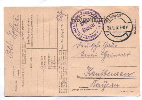 Feldpostkarte bayerisches
