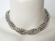 Vintage Kette Strass Collier Choker gedreht bunt Vintage Schmuck 57,3 g/ca.40 cm