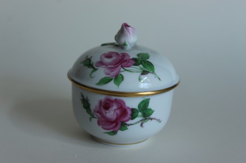 Meissen zuckerdose rote rose - zuckerdose, h