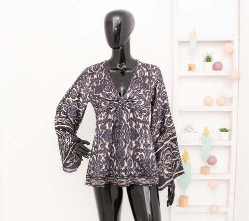 Hale bob seidenbluse grau - hale, grau/blau