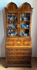 antiker Sekretär mit Vitrine Flammenmahagoni