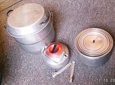 Camping Topfset + Teekessel + 10l Eimer Alu aus DDR Zeiten