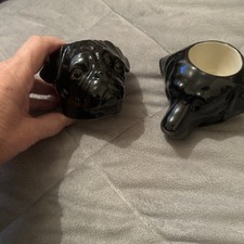 Mops & Labradorkopf Eierbecher (Paar) von Wachtel Keramik 