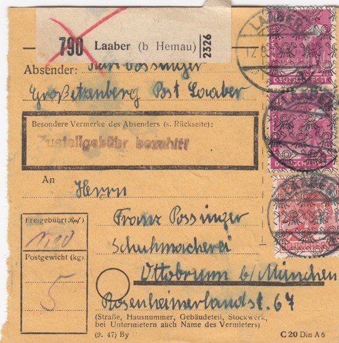 Bizone paketkarte 1948 - bizone,