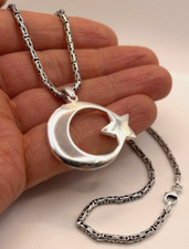 AY YILDIZ &55cm KÖNIGSKETTE 925 Silber Hilal Wolf Halskette OSMANLI Türk Göktürk