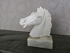  Vintage weiße Alabaster Pferdekopf - Skulptur