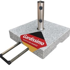 Sonnenschirm Ständer Granit Edelstahl 70kg mi Rollen Griff ausziehbar Gardissimo