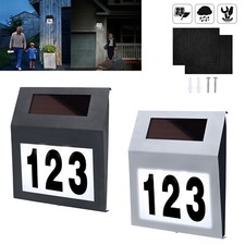Solar Hausnummer mit 2 LEDs Beleuchtet Edelstahl Hausnummernleuchte Lampe IP65#