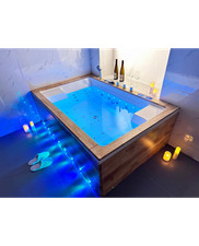 Whirlpool rechteckig Massivholz Wasserfall, Heizung 180x120cm 