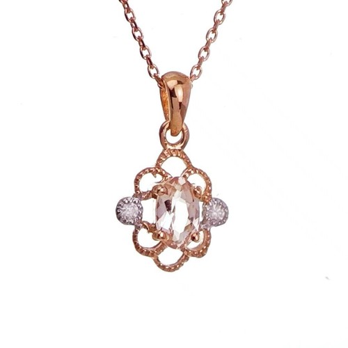 Morganit diamant collier - morganit,