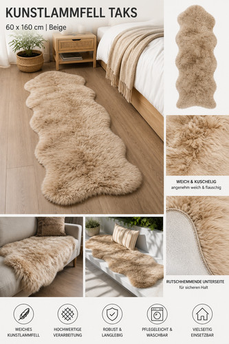 Taks kunstlammfell beige - beige, ×