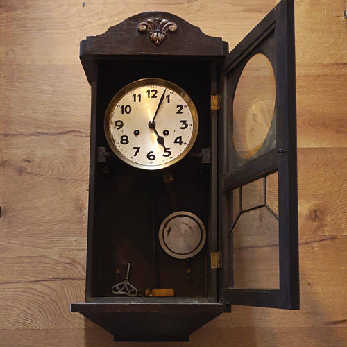 Mechanische wanduhr holz braun - holz,