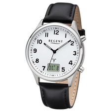 Regent Herren Uhr FR-277 Leder Funkwerk Armband-Uhr Funkuhr schwarz URBA446