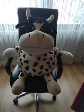 Kuscheltier / Kuh aus Stoff, Schaffer, schwarz-weiss, Länge 94 cm Breite 73 cm