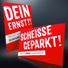 50 x Scheiße geparkt Hinweiszettel | ROT | Falschparker | für Windschutzscheibe