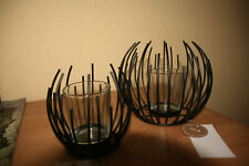 BOLTZE Windlicht Schwarz Metall Kerzenhalter Kerzenständer Modern neu 2 stück