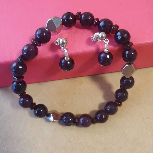 Granat schmuck set ohrringe - granat,