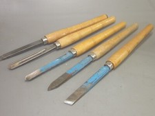 Heynen Drechslerbeitel 3-Teile + 2 mit Holzheft,  Drechsel Eisen Tischler klein