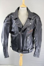 VINTAGE 70'S PUNK ROCK STYLE FIELDSHEER RETRO BLACK LEATHER BIKER JCKT 44-46"/XL
