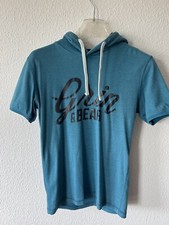 Grin & Bear Herren Kapuzenpullover Hoodie Kurzarm Gr. M Blau Türkis Top Zustand!