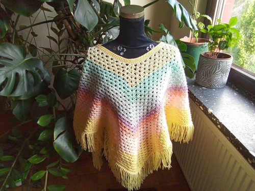 Poncho bunt mit - poncho,