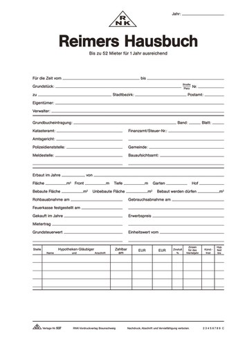 Hausbuch reimers - hausbuch,