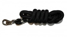 Anbinde Strick Führstrick für Pferde schwarz mit Bullsnap Karabiner 210cm