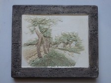 Heine Studio Kunst Keramik Bild Wald Bäume West Germany.