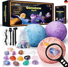 GobiDex Ausgrabungsset für Kinder, Natürliche Edelsteine und Kristalle, M