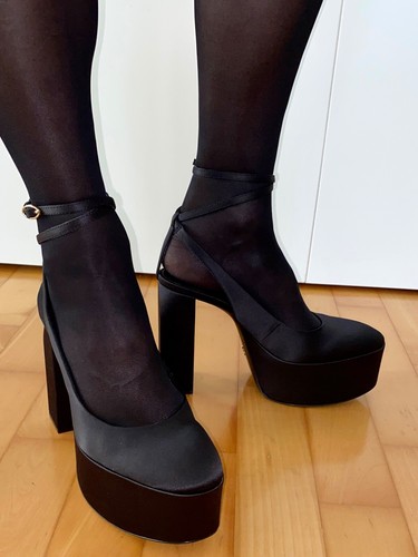Plateau satin high heels - plateau,
