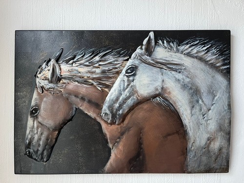 Metallbild pferde aus eisen - pferde,