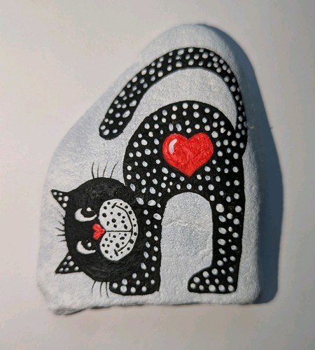 Bemalter stein katze - bemalter, stein,