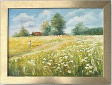 Original altes russisches Ölgemälde Landschaft „Der Beginn des Sommers“ signiert