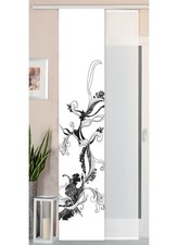 2er Pack Flächenvorhang Digitaldruck Wildseide Optik, Flower Tattoo, 245x45