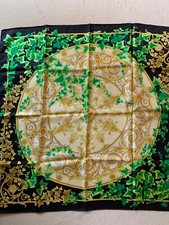 Versace Seidentuch, Seidenschal Barock , gold, schwarz, grün