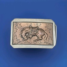 Vintage Gürtelschnalle Bronze Bogen Pferd