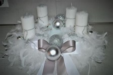 Adventskranz weiß grau 40 cm