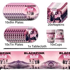 BlackPink Party Geschirr Set Kindergeburtstage Partygeschirr für 10 Personen