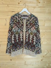 Peruvian Connection Alpaka weich Grob Aztekenmuster durchgehender Reißverschluss Jacke Cardigan 