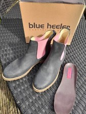 BLUE HEELER Australian Chelsea Blunnie Boots LEDER Reit Stiefel schwarz PINK 42