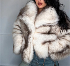 Faux Fur Kunstfelljacke Kunstpelzjacke Fake Fur coat BLOGGER Gr.S/M